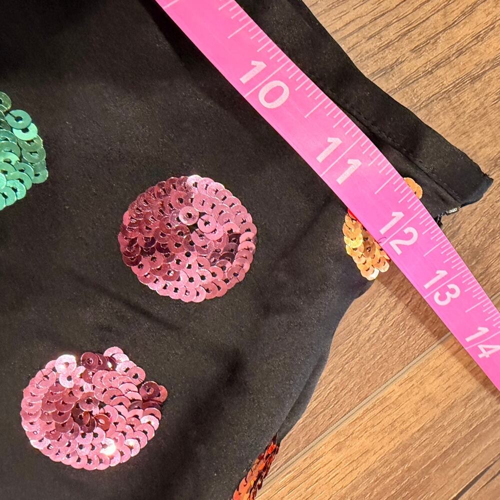 RIXO Kelly Polka Dot Sequin Midi Skirt Black Multicolor Size Small - Picture 9 of 9